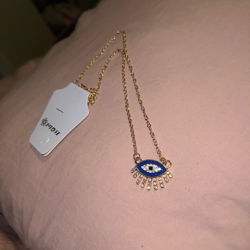 Gold and Blue Evil Eye Necklace